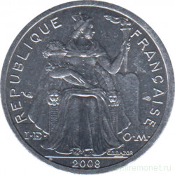 Монета. Французская Полинезия. 1 франк 2008 год.