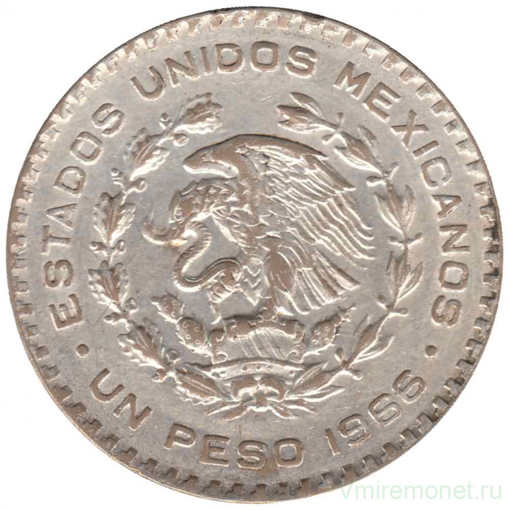 Монета. Мексика. 1 песо 1966 год.   