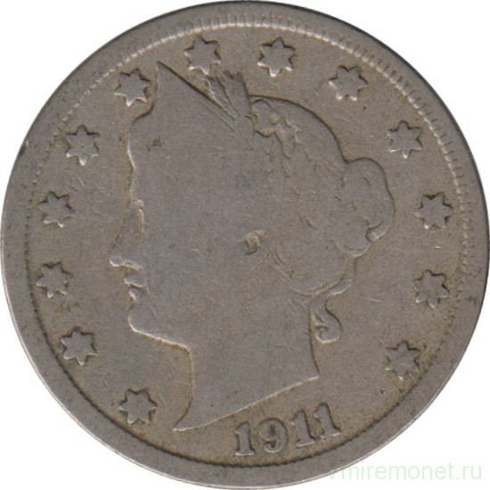 Монета. США. 5 центов 1911 год.