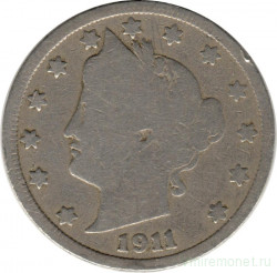 Монета. США. 5 центов 1911 год.