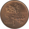 Монета. Турция. 5 куруш 1968 год. ав.