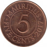 Монета. Маврикий. 5 центов 2017 год. ав.