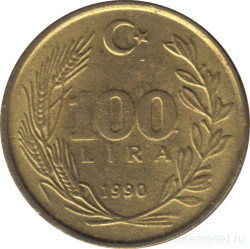 Монета. Турция. 100 лир 1990 год.