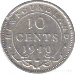 Монета. Ньюфаундленд. 10 центов 1940 год.