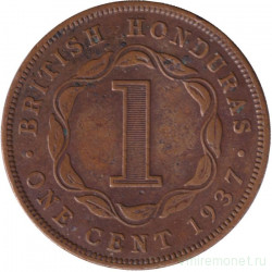 Монета. Британский Гондурас (Белиз). 1 цент 1937 год.