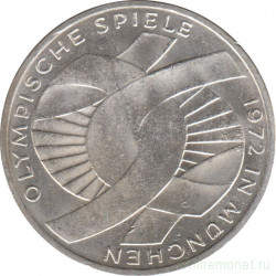 Монета. ФРГ. 10 марок 1972 год. XX летние Олимпийские Игры, Мюнхен 1972. Узел. (F).
