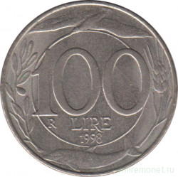 Монета. Италия. 100 лир 1998 год.