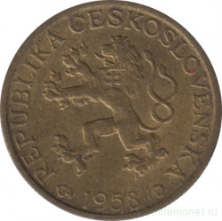 Монета. Чехословакия. 1 крона 1958 год.