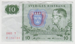 Банкнота. Швеция. 10 крон 1985 год.