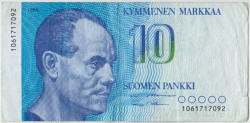Банкнота. Финляндия. 10 марок 1986 год. Тип 113а (16).
