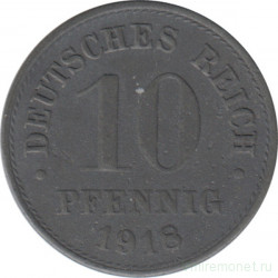 Монета. Германия (Германская империя 1871-1922). 10 пфеннигов 1918 год. Немагнитная.