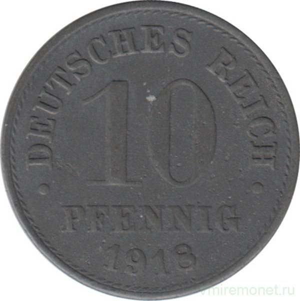 Монета. Германия (Германская империя 1871-1922). 10 пфеннигов 1918 год. Немагнитная.