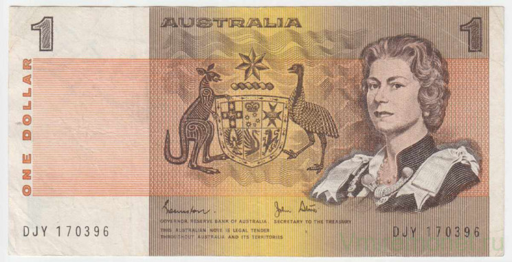 Банкнота. Австралия. 1 доллар 1983 год. Тип 42d.
