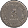 Монета. Сингапур. 5 центов 1968 год. ав.
