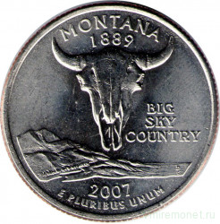 Монета. США. 25 центов 2007 год. Штат № 41 Монтана. Монетный двор P.