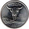 Монета. США. 25 центов 2007 год. Штат № 41 Монтана.