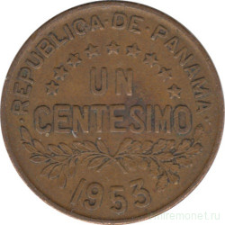 Монета. Панама. 1 сентесимо 1953 год.