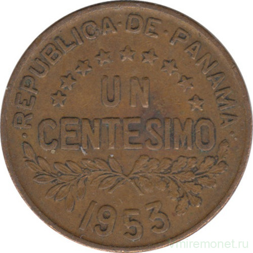 Монета. Панама. 1 сентесимо 1953 год.