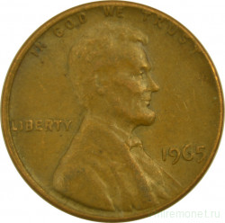 Монета. США. 1 цент 1965 год.