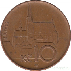 Монета. Чехия. 10 крон 1993 год.