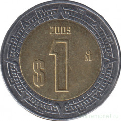 Монета. Мексика. 1 песо 2009 год.