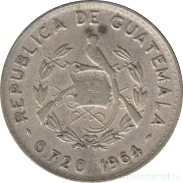 Монета. Гватемала. 5 сентаво 1964 год.