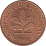 Монета. ФРГ. 2 пфеннига 1984 год. Монетный двор - Гамбург (J). ав.