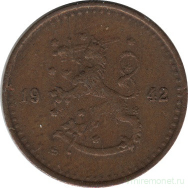 Монета. Финляндия. 25 пенни 1942 год.