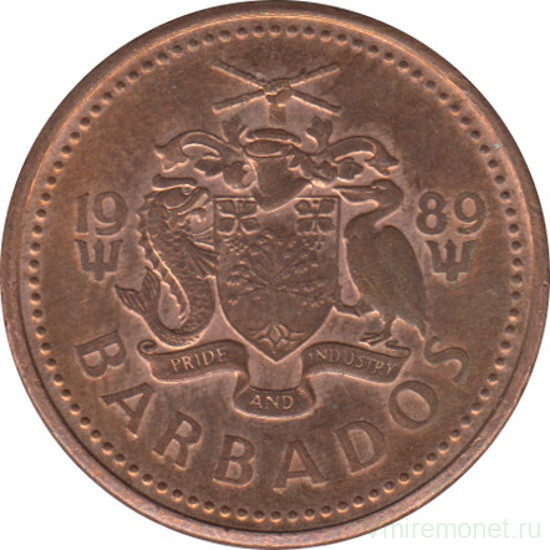 Монета. Барбадос. 1 цент 1989 год.