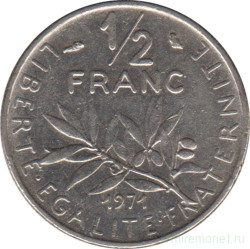 Монета. Франция. 1/2 франка 1971 год.
