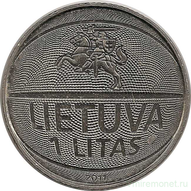 Монета. Литва. 1 лит 2011 год. Чемпионат Европы по баскетболу.