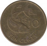 Монета. Сейшельские острова. 10 центов 1994 год. ав.