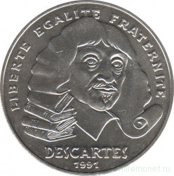 Монета. Франция. 100 франков 1991 год. 395 лет со дня рождения Рене Декарта.