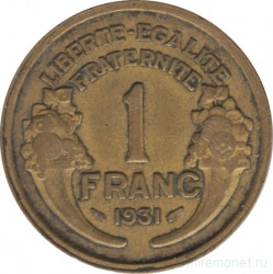 Монета. Франция. 1 франк 1931 год.