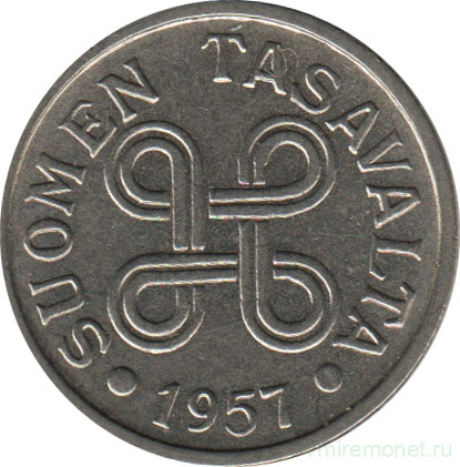 Монета. Финляндия. 5 марок 1957 год.