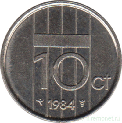 Монета. Нидерланды. 10 центов 1984 год.