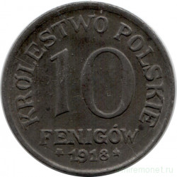 Монета. Польша. 10 фенигов 1918 год.