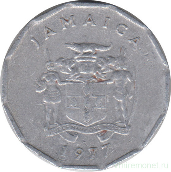 Монета. Ямайка. 1 цент 1977 год.