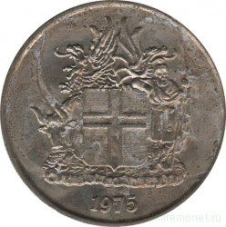 Монета. Исландия. 10 крон 1975 год.