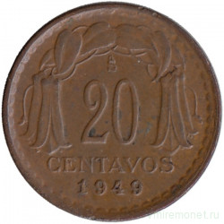 Монета. Чили. 20 сентаво 1949 год.