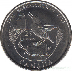 Монета. Канада. 25 центов 2005 год. 100 лет провинции Саскачеван.