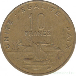 Монета. Джибути. 10 франков 1991 год.