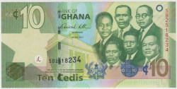 Банкнота. Гана. 10 седи 2011 год.