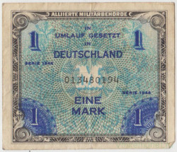 Банкнота. Германия. Третий рейх. Оккупация союзников. 1 марка 1944 год. (9 цифр). Тип 192а.