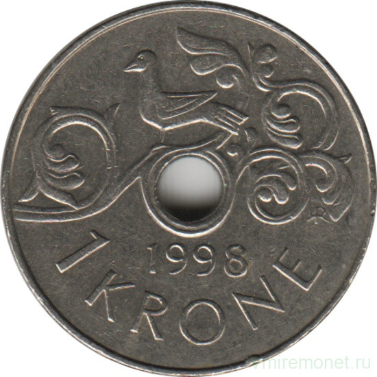 Монета. Норвегия. 1 крона 1998 год.