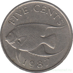 Монета. Бермудские острова. 5 центов 1987 год.