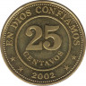 Монета. Никарагуа. 25 сентаво 2002 год.  ав.
