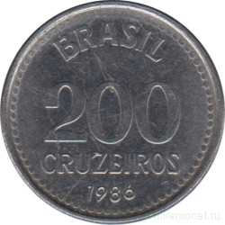 Монета. Бразилия. 200 крузейро 1986 год.
