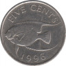 Монета. Бермудские острова. 5 центов 1996 год. ав.
