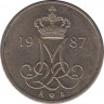 Монета. Дания. 10 эре 1987 год. ав.